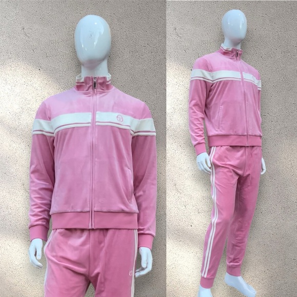 Sergio Tacchini Other - Men’s Sergio Tacchini Pink | Gardenia Pipping Velour Full Zip Tracksuit NWT